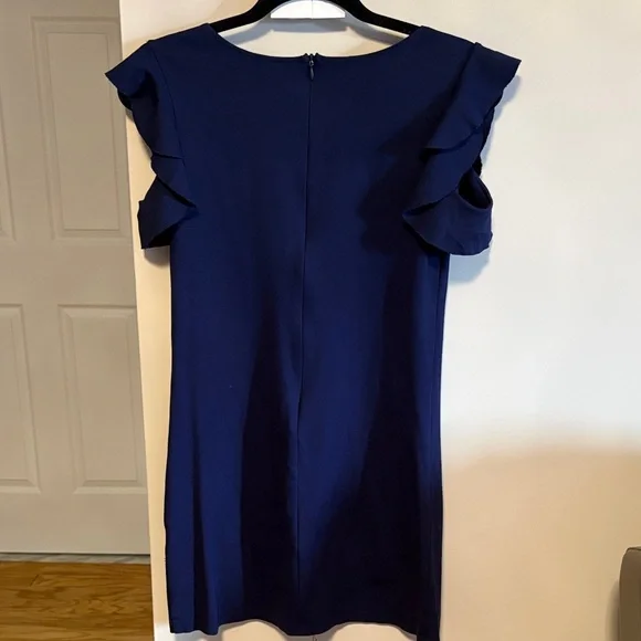 Design Lab Navy Blue Ruffle Sleeve Dress - Picture 5 of 6